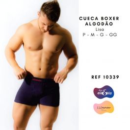 Cueca boxer básica, confeccionada em algodão
