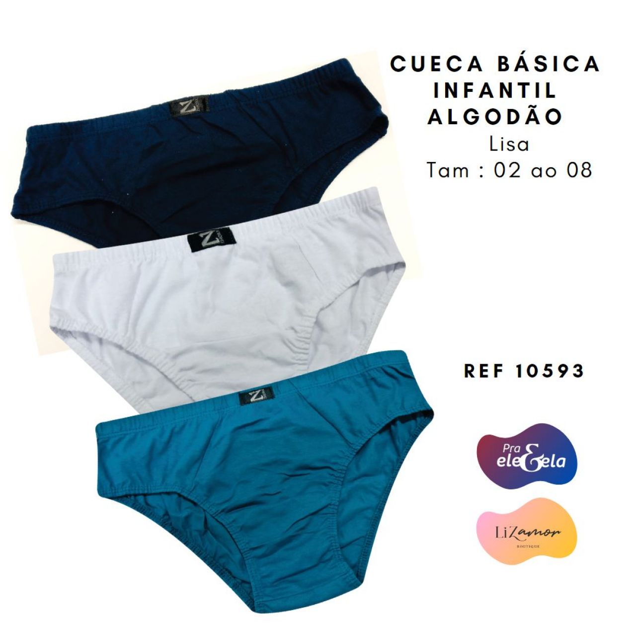 Cueca infantil basiquinha de malha algodão