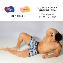 Cueca Boxer Estampada. Modelo fabricado na microfibra estampada com elástico slip