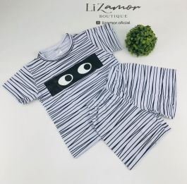 Pijama infantil de algodão estilo camiseta e short estampado. Modelos incríveis