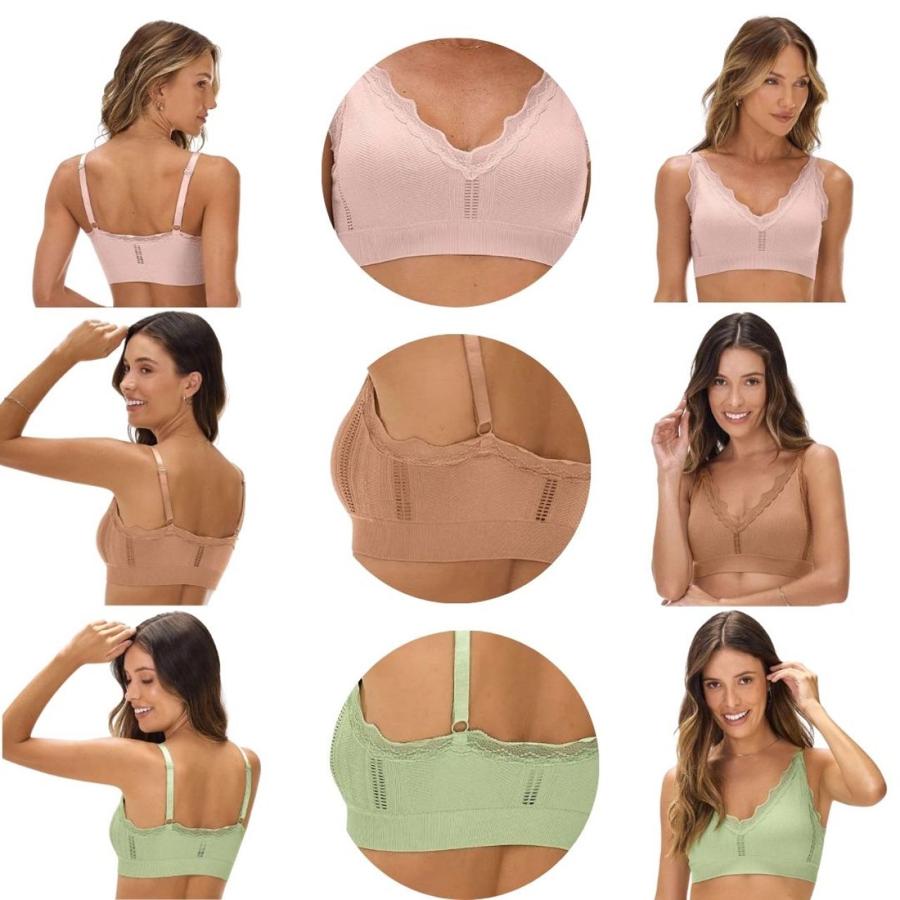 Sutiã Top Jacquard Zig-zag com Bojo sem Costura