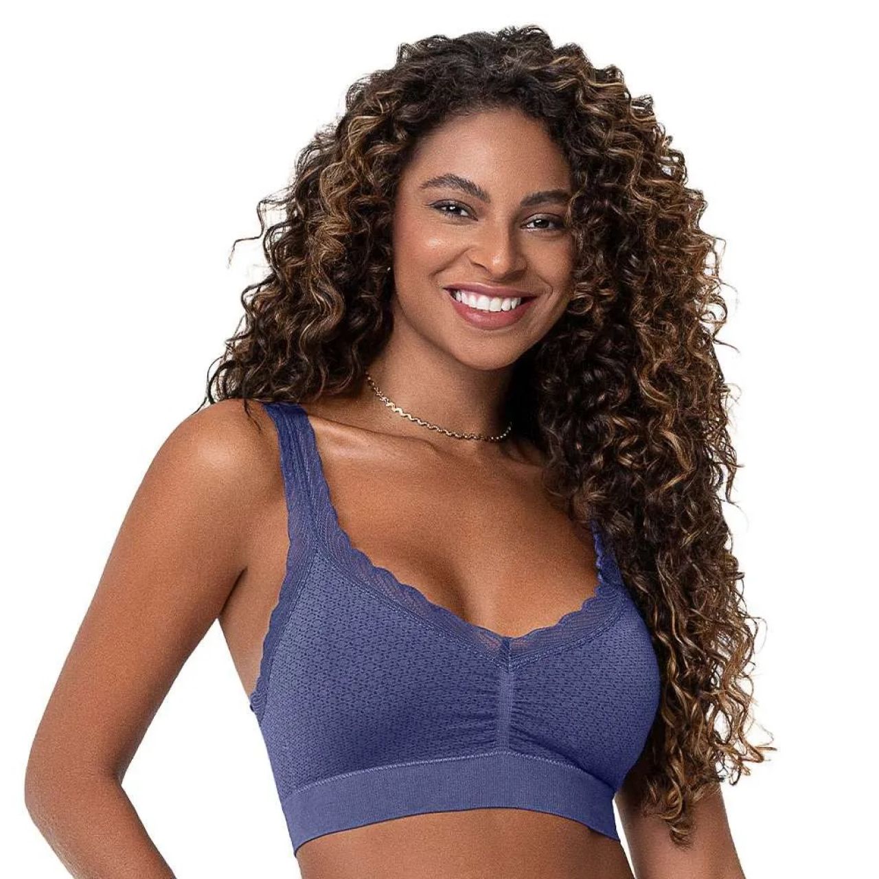 Zee Rucci. Top Jacquard com bojo removível. Modelo com alças de renda