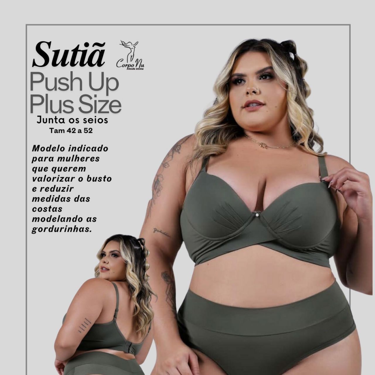 CORPO NU. Sutiã Push Up Modelador em microfibra