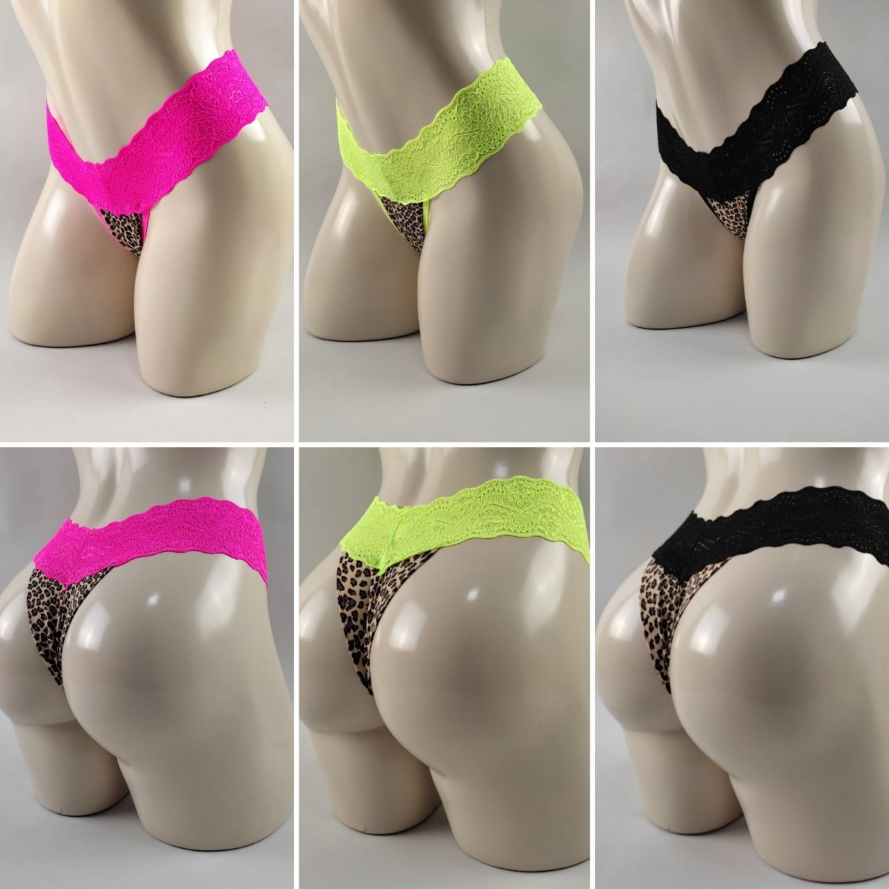 Fio dental Neon duplo com cintura rendada.