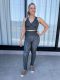 Liz fit. Calça legging estampa Digital logomania modelo reto com cós duplo modelador