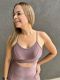 Liz fit. Top Fitness Cirrè modelo de bojo fixo, alças finas e cós duplo estruturado