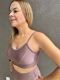 Liz fit. Top Fitness Cirrè modelo de bojo fixo, alças finas e cós duplo estruturado