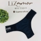 Tanga básica com rendas nas laterais.