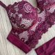 Conjunto de Soutien estilo Cropped rendado com base de espuma,alça trabalhada. Fio dental duplo rendado