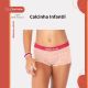 Calcinha Boxer infantil sem costura, detalhes em coração na lateral da peça destacam a delicadeza