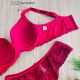 Plus Size. Conjunto de Soutien rendado com bojo e corpo reforçado. Fio dental asa delta rendado.