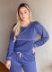 Pijama manga longa feminino com detalhes de viés vivo