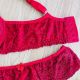Plus Size. Conjunto de Soutien rendado com bojo e corpo reforçado. Fio dental asa delta rendado.
