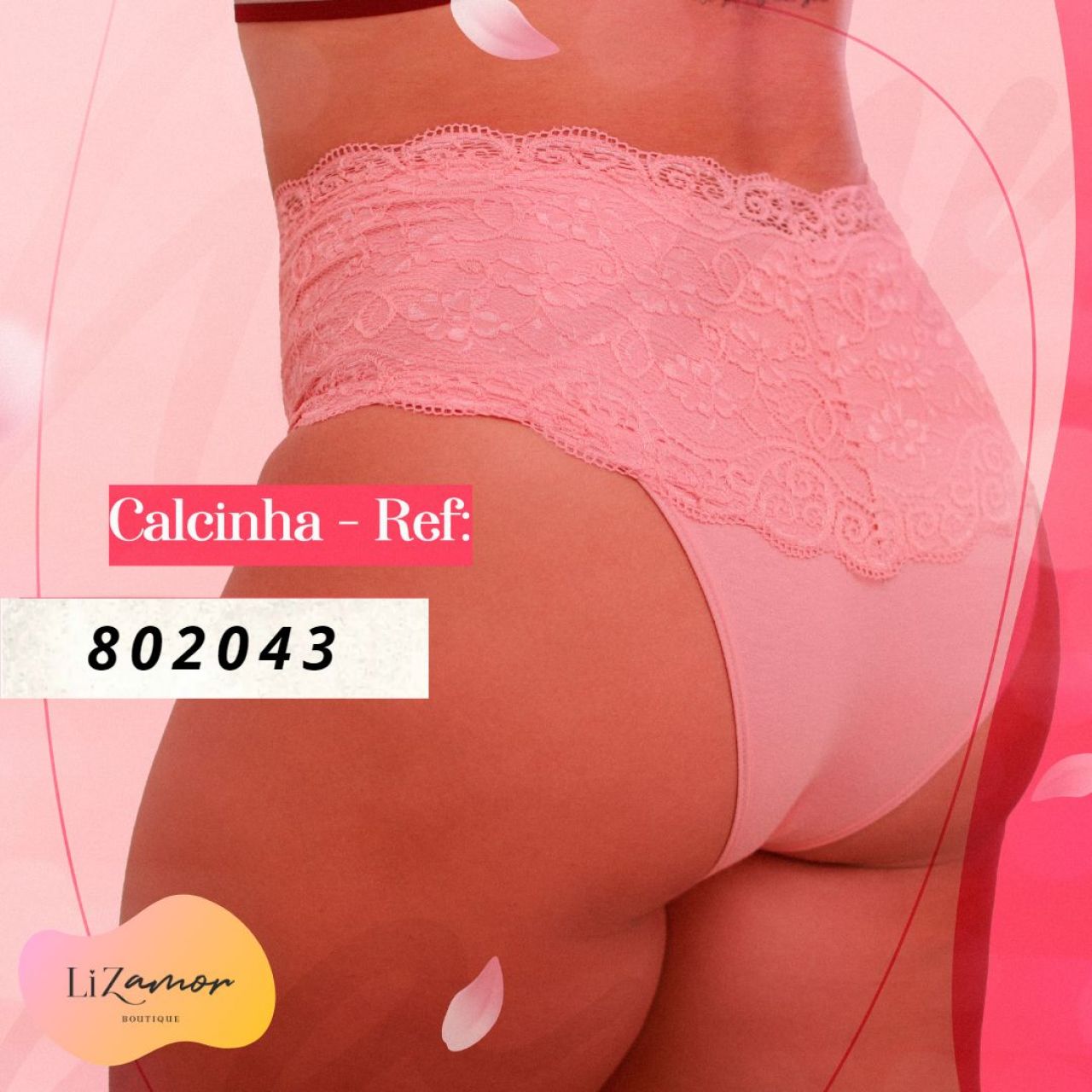 Calcinha alta modeladora em coton algodão com cintura rendada.