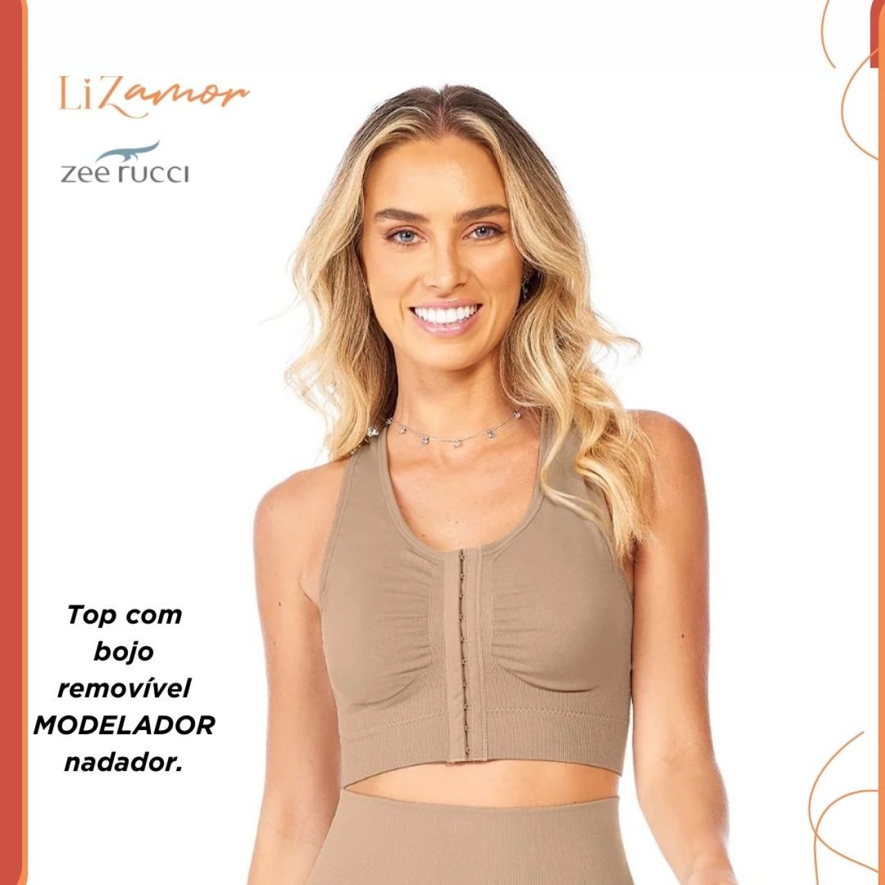 Top Nadador Modelador com Bojo Removível Zee Rucci